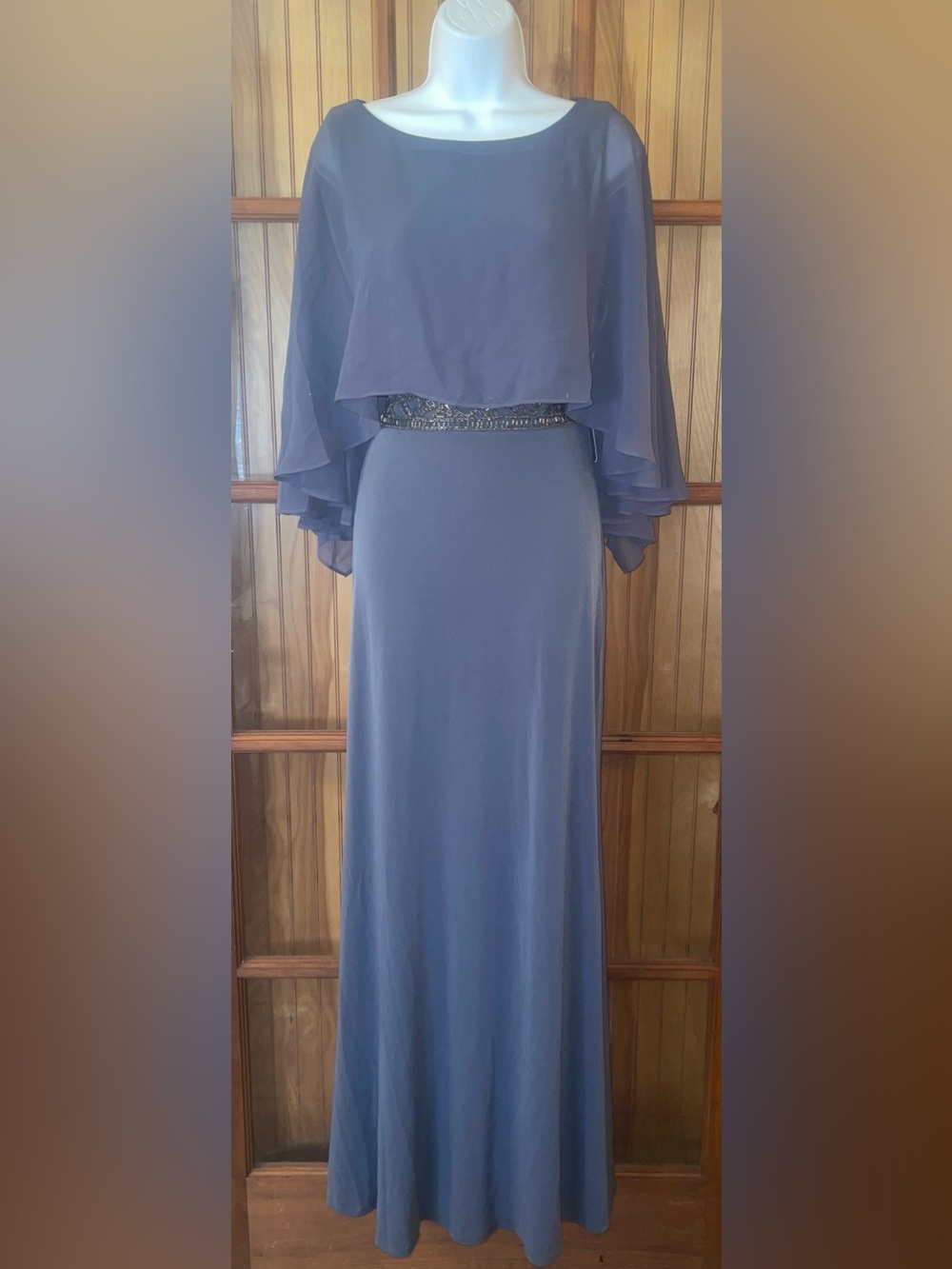 Elegant Evening Gown with Beaded Waist